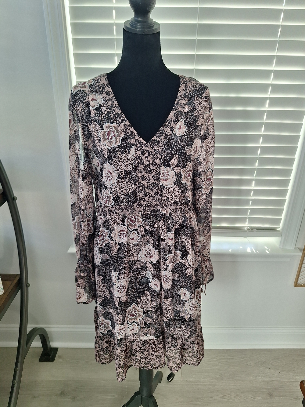 Flowy Lightweight Sheer Dress With A Black Spaghetti String Undergarmet